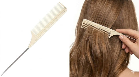 Hair Cutting Combs with Ruler Measurements, Peines de Corte con Medida Tool, Small, Tapered, Portable & Anti-Static Long Measuring Professional Combs for Salon, Barber Styling-K010-WHITE