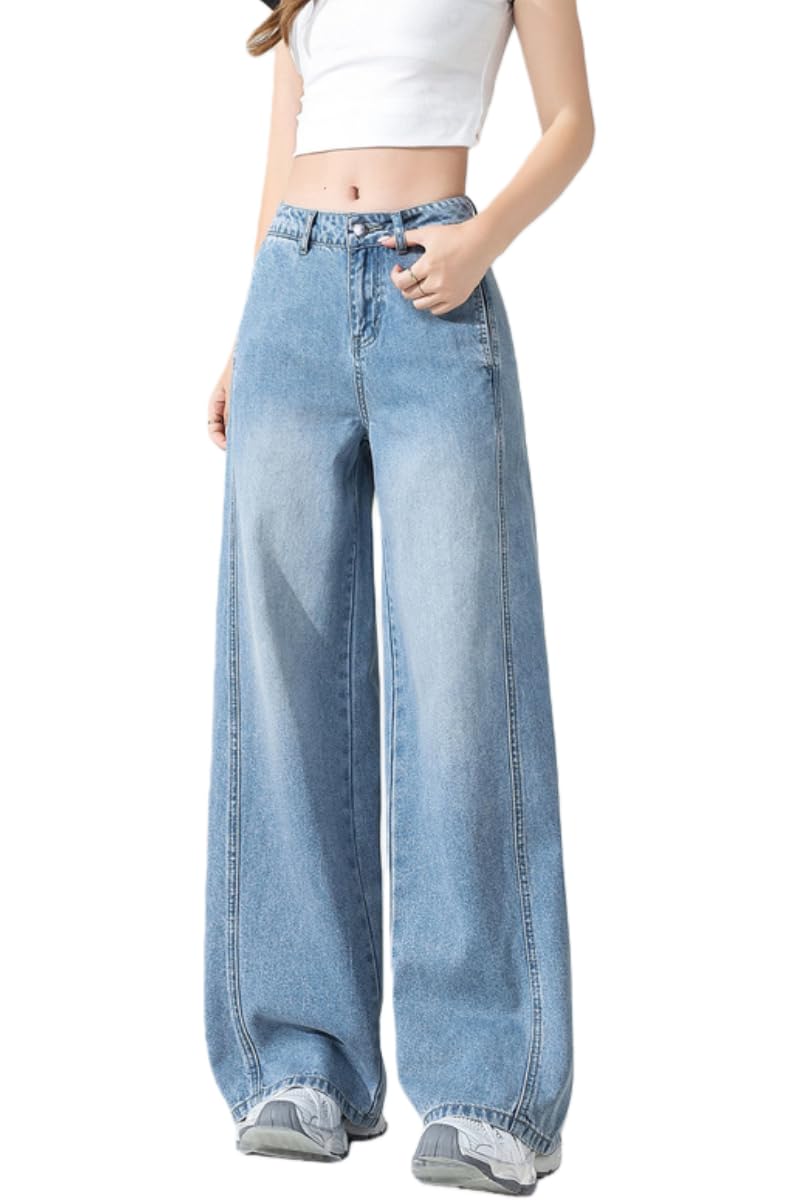Mira Kids بنطلون جينز بناتي واسع بقصة Wide Leg عصرية، خصر متوسط مريح، تصميم كاجوال أنيق بقصة مستقيمة تمنح حرية حركة ومظهر عصري مناسب للاستخدام اليومي
