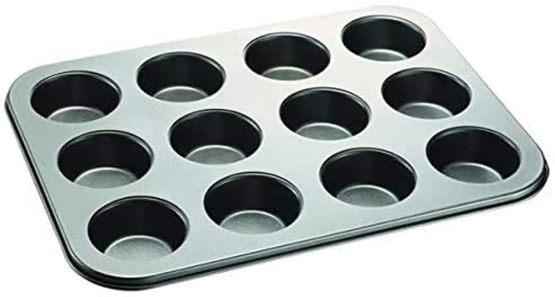 SHOWAY Best Cupcake Baking Pan 12 Cup Non-Stick Muffin Tray Grey Cake Pan