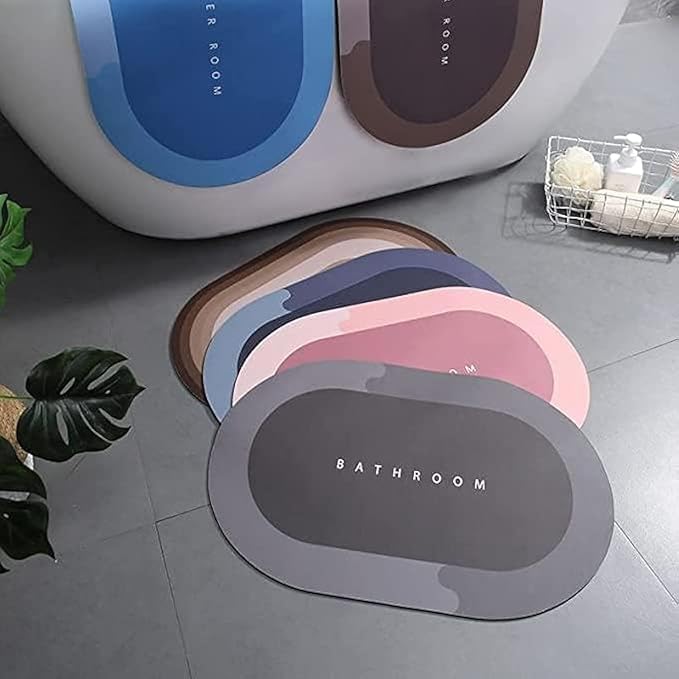 1 Super Absorbent Floor Mat,Super Absorbent Bath Mat,Soft Quick Dry Non-Slip Floor Mat,Easy Clean Bath piece (Oval) piece