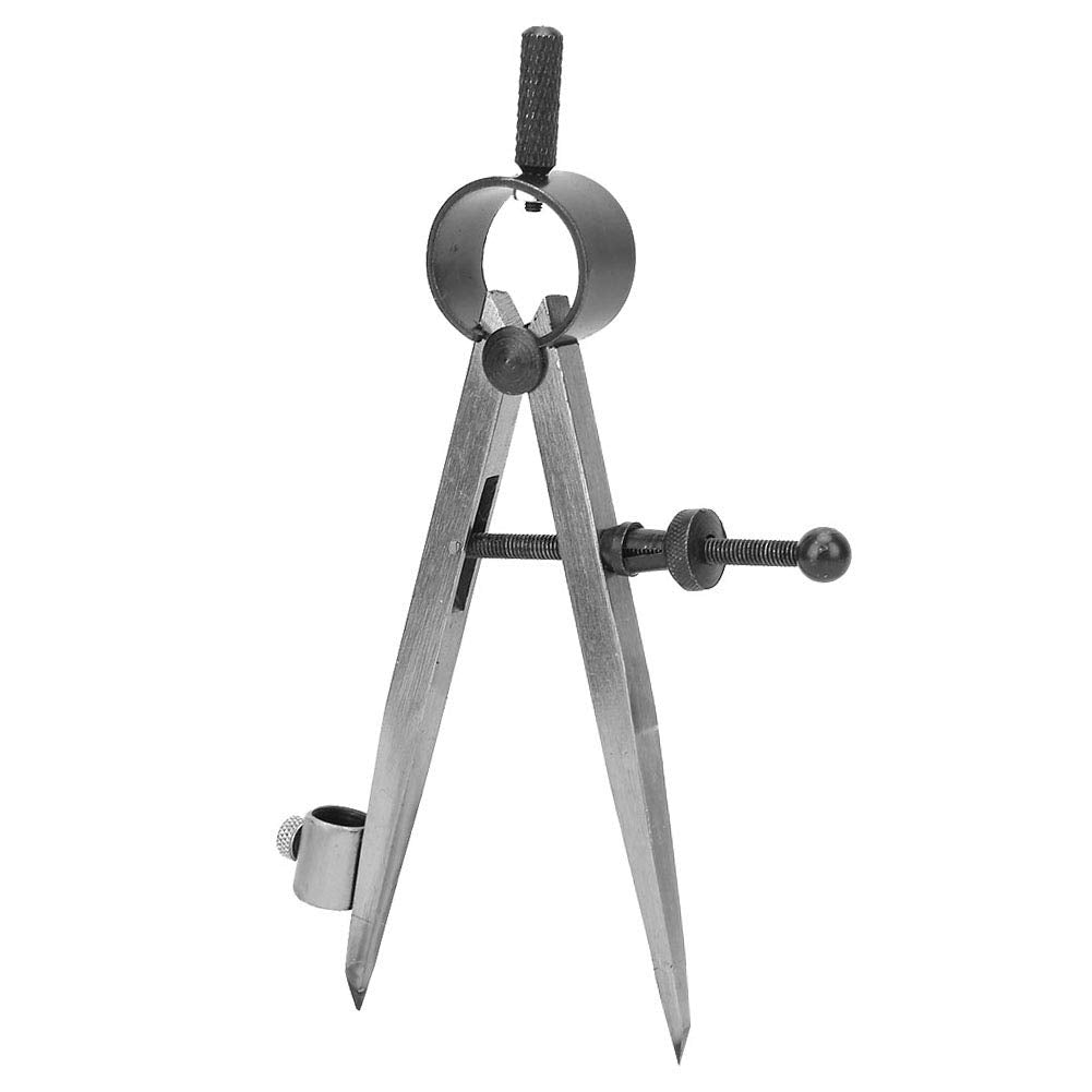 JAZZEEL Carbon Steel Wing Divider and Leather Compass, Lockable Woodworking and Metalwork Scribing Tool, Compact Size for Layout, Circles, and Edge Marking - 100mm
