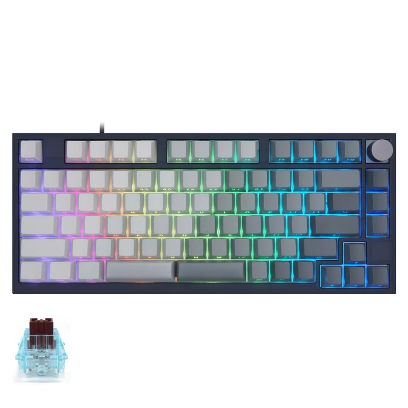 for SKYLOONG RGB Gaming 8K Optical Keyboard - Hot Swappable Glacier Optical Switch - 8000Hz Polling Rate (English & Arabic) (GK75 Brown Switch)