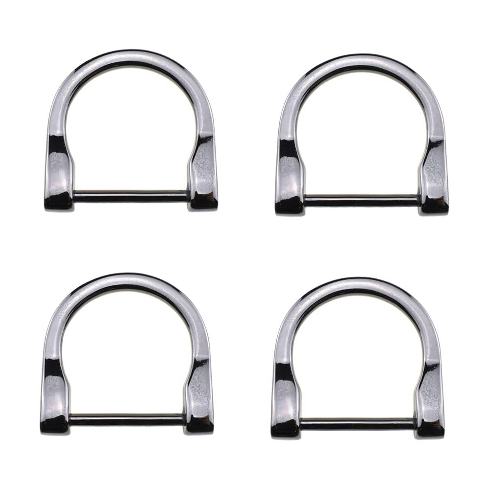 Hao Pro 1 inch Width Horseshoe D-Rings Speedy Connect Polished Finish Lock Firmly Quality Metal U Shape Screw in Shackle Semicircle Accessories Gun Black 2 PCS for Crafts Leather Purse Strap Keychain