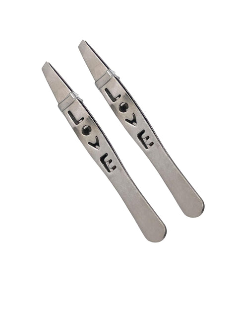 Professional Eyebrow Tweezers With Ergonomic Handle Set Of 2 Pieces - Silver