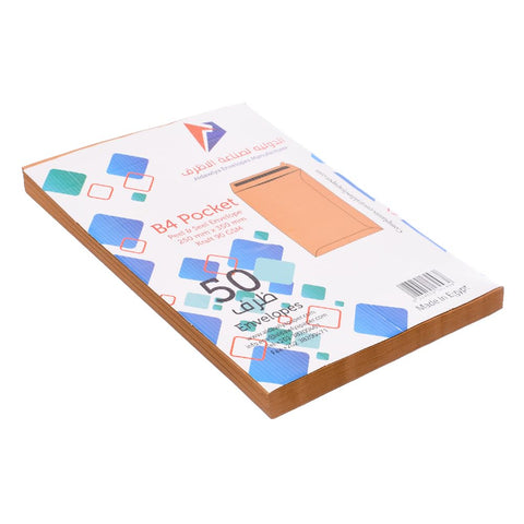 B4 High Quality Peel-Off and Resealable Kraft Paper Envelopes, Set of 50 Sheets for Office from International, Brown, 350x250 mm, 90 grams per square meter