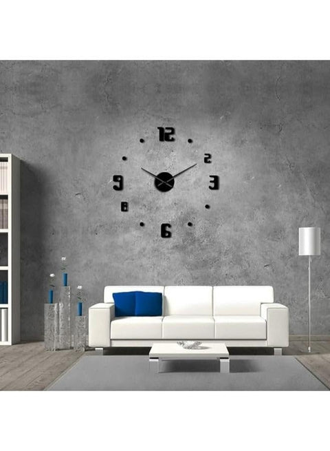 Gallery Black three-dimensional wall clock with numbers
