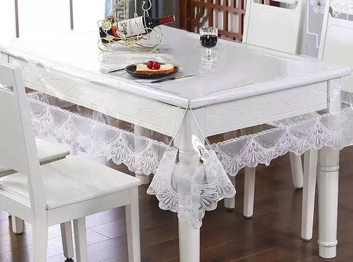 Imported Transparent Tablecloth Plastic Lace Tablecloth Size 137 * 183
