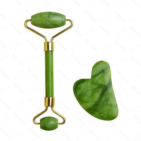Facial Massager Jade Roller & Gua Sha Tool Reduces Wrinkles Fine lines and Dark Circle.