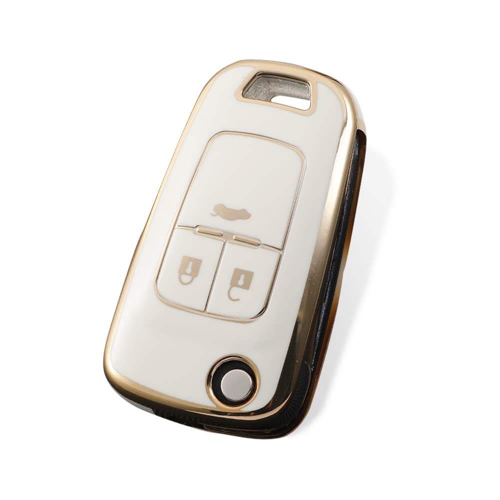 LINGXIYA 3 Buttons Car Key Cover, Compatible for Opel Vauxhall Buick Astra Insignia Vectra Chevrolet Cruze Aveo Spark Captiva Orlando, Premium TPU Key Fob Case Remote Control Key Protection