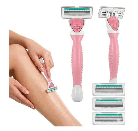 Manual Hair Scraper for Women, 6-Layer, Armpits, Private Leg Hair, Universal Razor Razor Back Electric 91 Pc Hair Removal for Women with Aloe Vera+ 3pcs Blades (pink, One Size)