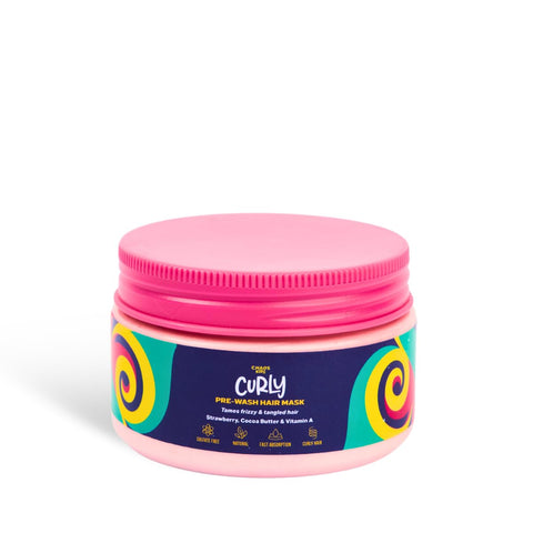 Chaos Curly Hair Mask for Kids – 150 ml Travel Size – Pre wash Treatment for Tangled, Frizzy Curls – With Cocoa Butter, Strawberry – Defines Curls, Easy Brushing- Sulphate-Free, Easy to Pack