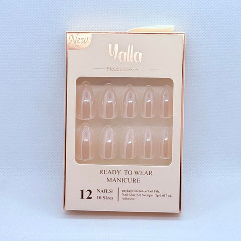 Glossy Ombre Press On Nails for Women – Reusable Artificial Fake Nails – Stick On Salon Style Manicure (Chrome Light Beige)