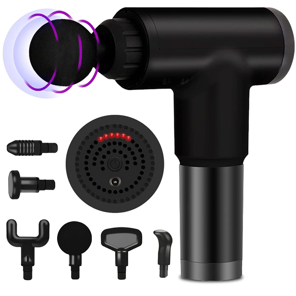 Blue Top Massage Gun Professional Body Massager for Athletes with 6 Massage Heads and Deep Tissue Percussion for Pain Relief - 6 Speeds
