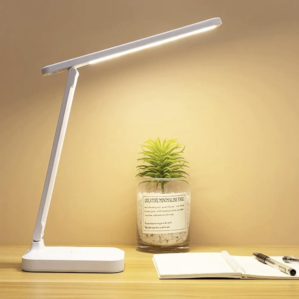 SouqKado LED Desk Lamp, Rechargeable, Eye-Caring, Touch Control with USB Charging Port, Bedside Table Lamp for Reading Study Kids Home Office (Single Head)