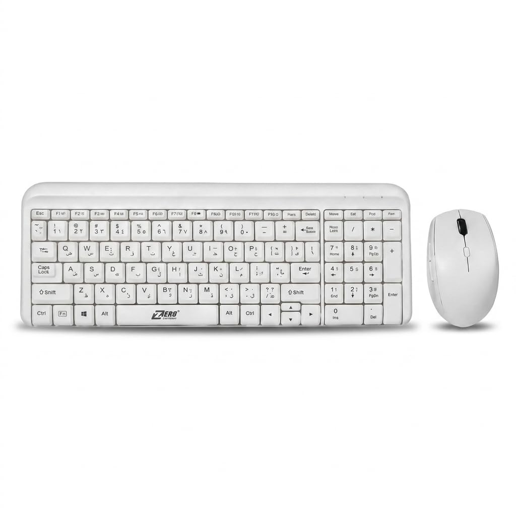 ZR-8608 Slim Wireless Business Keyboard and Mouse Combo Set - Ergonomic White Design for Office and Home Productivity