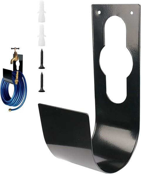 MySouq-Store Garden Hose Hangers Holder, Wall Mount Expandable Water Hose Holders, Heavy Duty Pipe Holder Tidy Hook Support 25MT/50MT for 1/2" and 3/4" Garden Hose (Black)