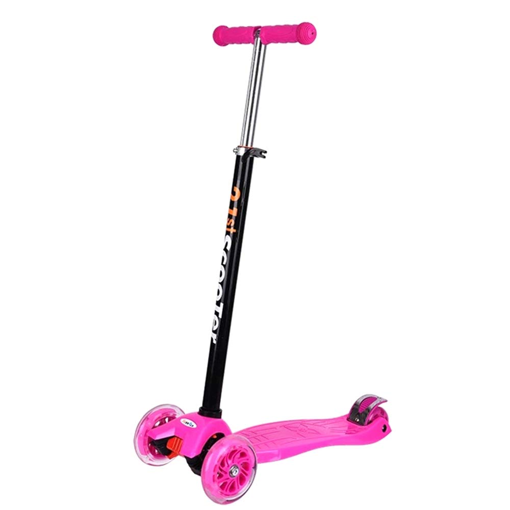 3 Wheel Kick Scooter for Kids Boys Girls Adjustable Height PU Wheels Best Gifts for Children from 3 to 12 Year-Old（Pink）