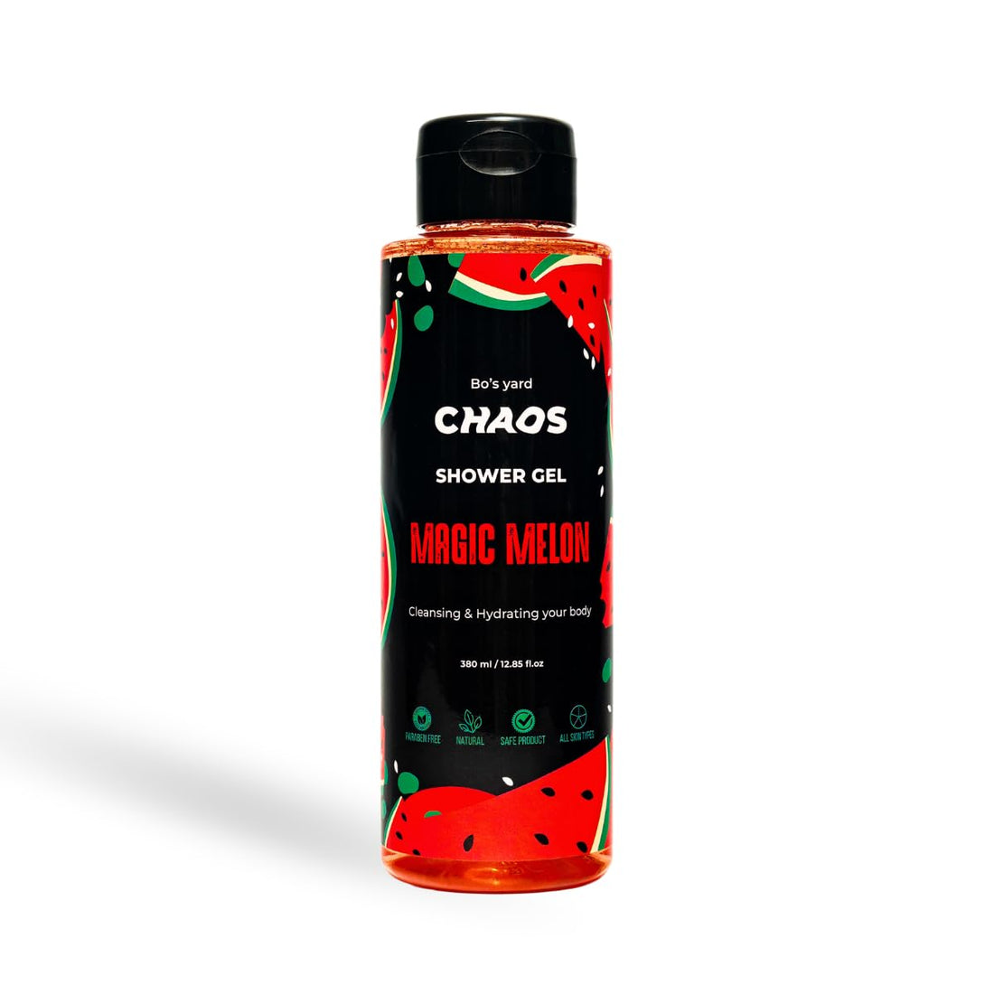 Chaos Magic Melon Shower Gel, Cleansing & Hydrating with Glycerin & Aloe Vera | Juicy Watermelon Scent | Natural Body Wash for All Skin Types | Moisture-Locking, Nourishes Skin | Paraben-Free | 380ml