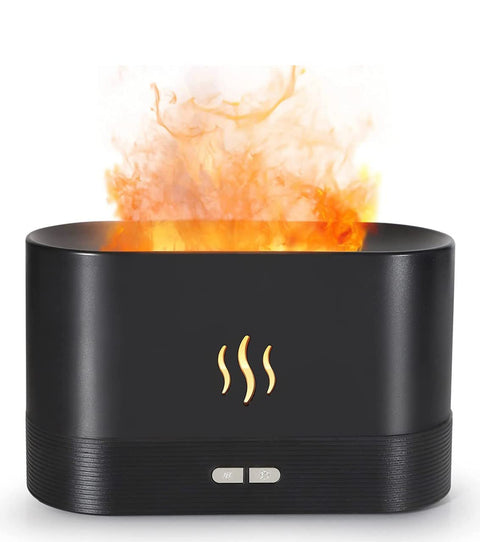 AWH Humidifier Flame Aroma Diffuser Aromatherapy Light Mist Atomizer Auto Off Protection for Spa Home Yoga Office 180ml Black, No