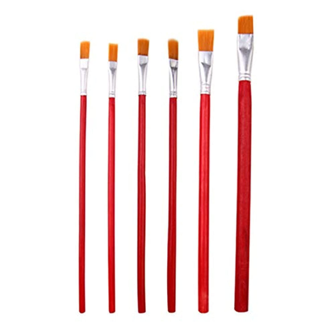 Watercolor Drawing Painting Kid's Nylon Paint Brush Set (Red)- 6 Pieces