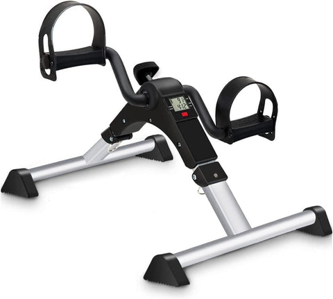 Under Desk Exercise Bike Pedal Exerciser, Fully Assembled Pedal Exerciser for Seniors, Foldable Mini Exercise Bike for Office Fitness with LCD Display, Peddler Exerciser for Arm & Leg Workout
