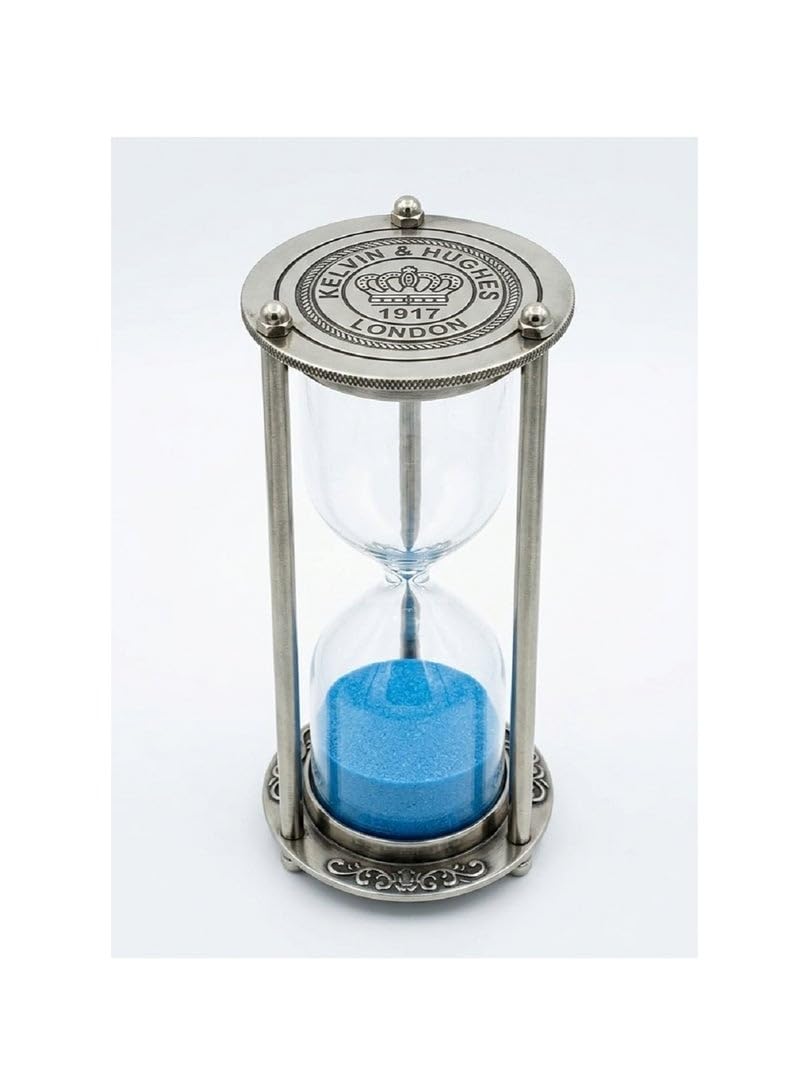 30-minute glass and metal hourglass, silver color