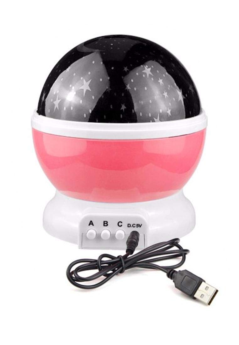 Romantic Dream Rotating Sky Moon Star Master Projection USB LED Night Lamp for Kids Baby Sleep (Pink)