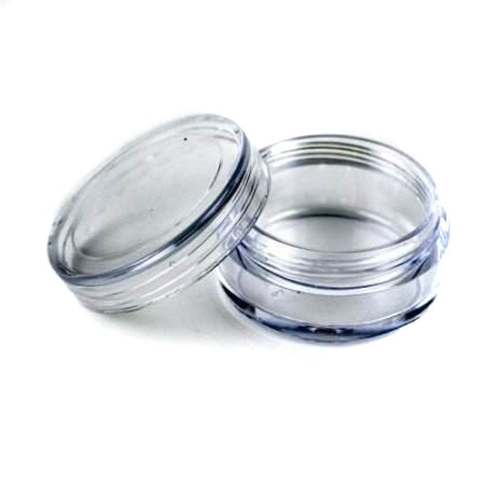 Soft 'N Style 50 Pcs Empty Clear Plastic Cosmetic Containers 5g /5 ml Size Jars Pot Eyshadow Container Lot Size: Diameter: 1 1/4" inch X Height: 3/4 inch