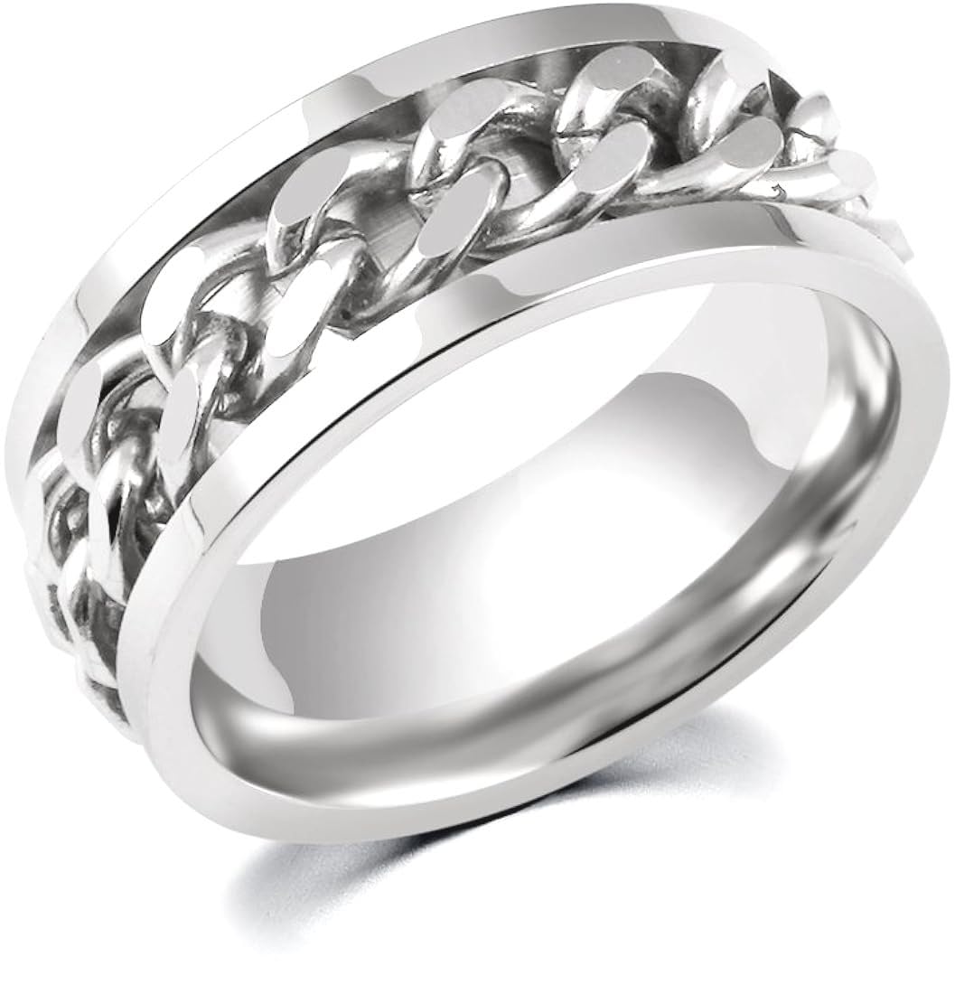 Ring for Men and Women, Silver Stainless Steel Fashion Cool Silver Color