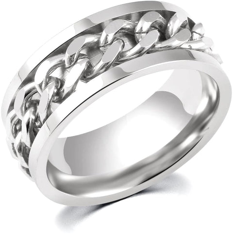 Ring for Men and Women, Silver Stainless Steel Fashion Cool Silver Color