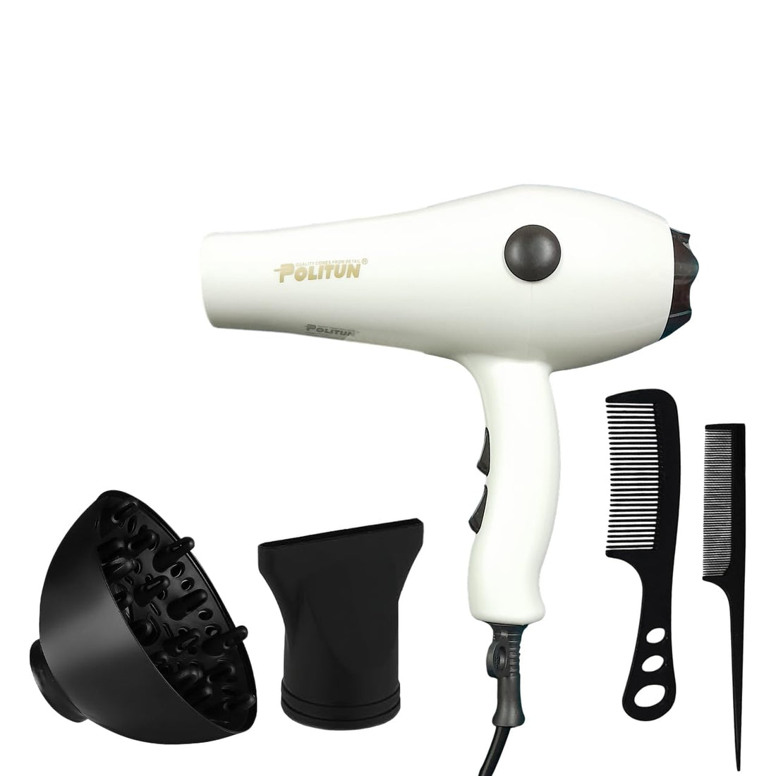 POLITUN Hair Dryer - 5000 Watts, Fast Drying, Quiet Design, Customizable Settings & Overheat Protection, PT-V4