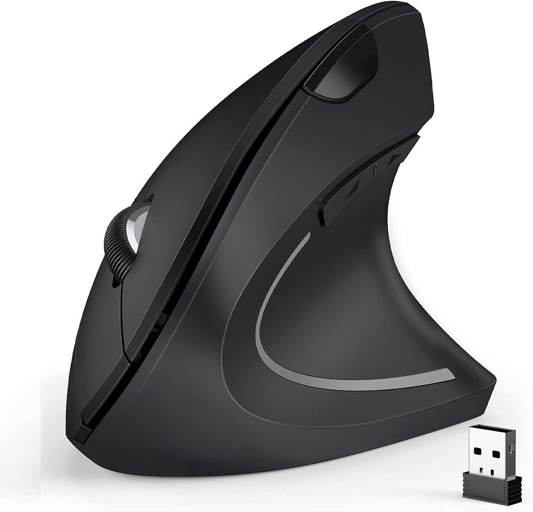 Ergonomic Mouse, 2.4G Optical Wireless Vertical Mouse with 6 Buttons - 3 Adjustable DPI 800/1200/1600 for Laptop, PC, Computer, Desktop, Notebook etc, Specially for Right-handers
