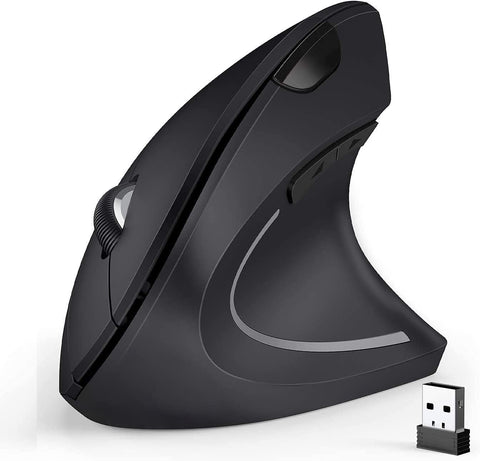 Ergonomic Mouse, 2.4G Optical Wireless Vertical Mouse with 6 Buttons - 3 Adjustable DPI 800/1200/1600 for Laptop, PC, Computer, Desktop, Notebook etc, Specially for Right-handers