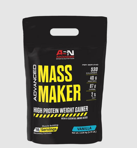 Mass Maker – High-Calorie Muscle & Weight Support Powder – 2.6 kg, Vanilla Flavor