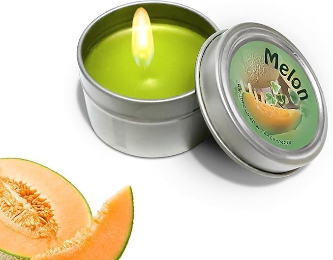 Scented Candle Soy Wax Aromatherapy Candle Tin with Lid for Relaxation Stress Relief Long Burning Fragrance Portable Travel Candle for Home Spa Bath Yoga Women (Melon)