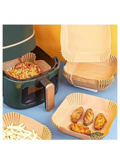 Air Fryer Liners 20cm/200mmXXL(Large Size), Disposable Square Oven Sheet Mold for 5-6L Air Fryer, Waterproof Silicone Air Fryer Accessories(100pcs)