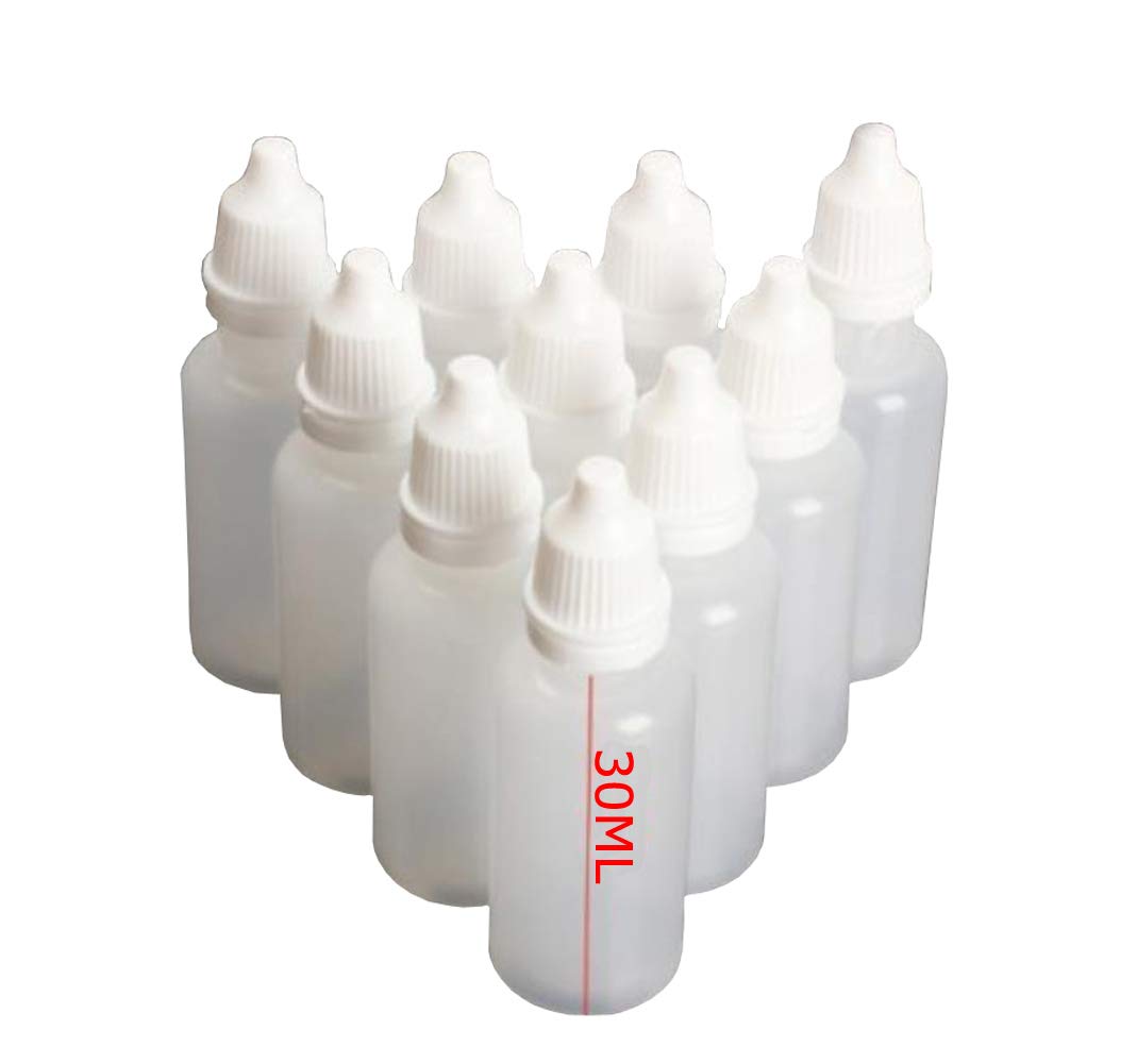 50PCS 30ML 1OZ Transparent Empty Plastic Dropping Bottles with White Screw Cap Eyedrop Storage Holder Portable Refillable Squeezable Container Cosmetic Makeup Tools Jar Pot for Travel Daily Life