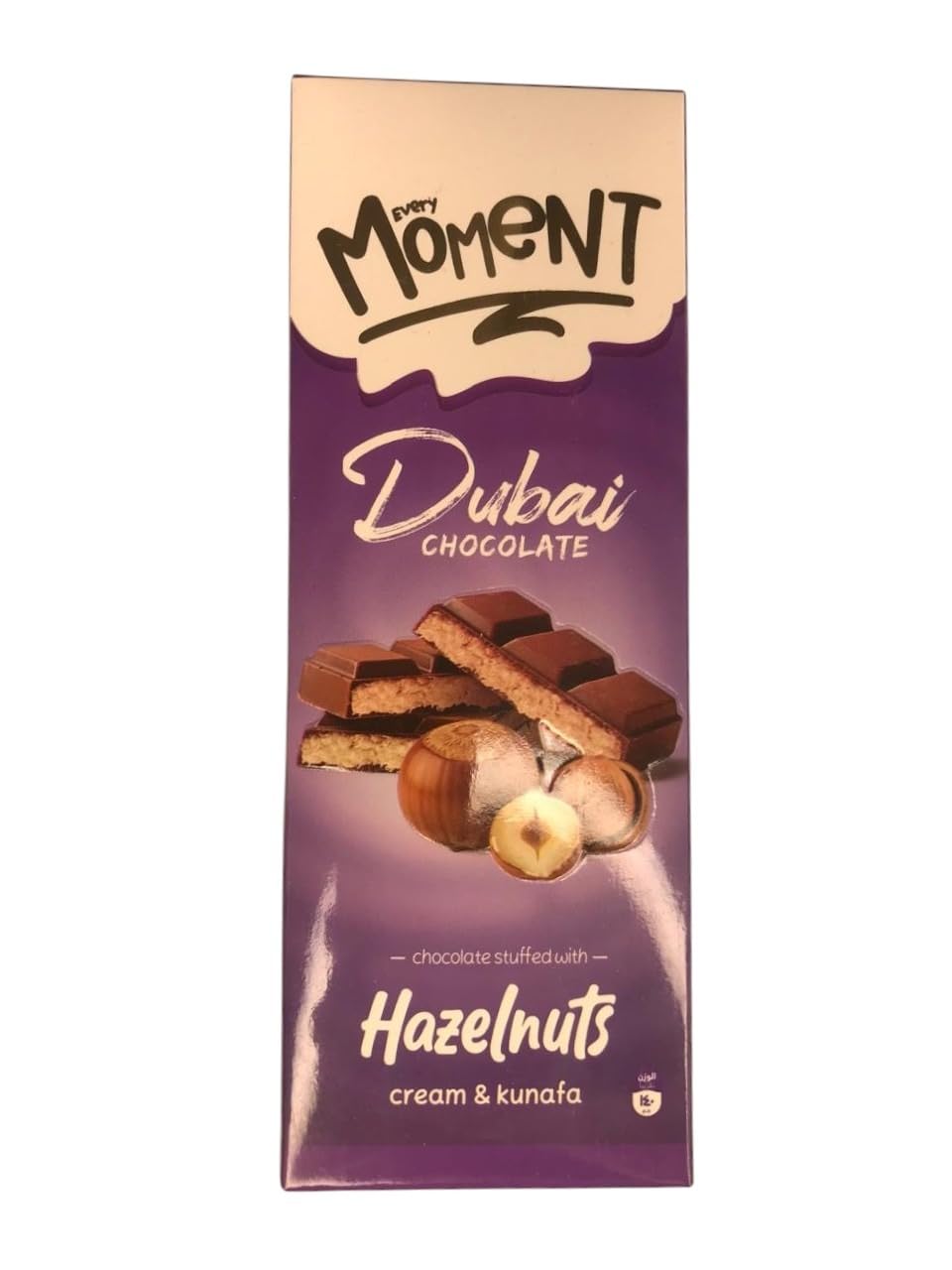 Every Moment Dubai Chocolate – Stuffed with Hazelnuts, Cream & Kunafa – Gourmet Sweet Bar Chocolate Treat (140g) (140g, Hazelnuts, Cream & Kunafa)