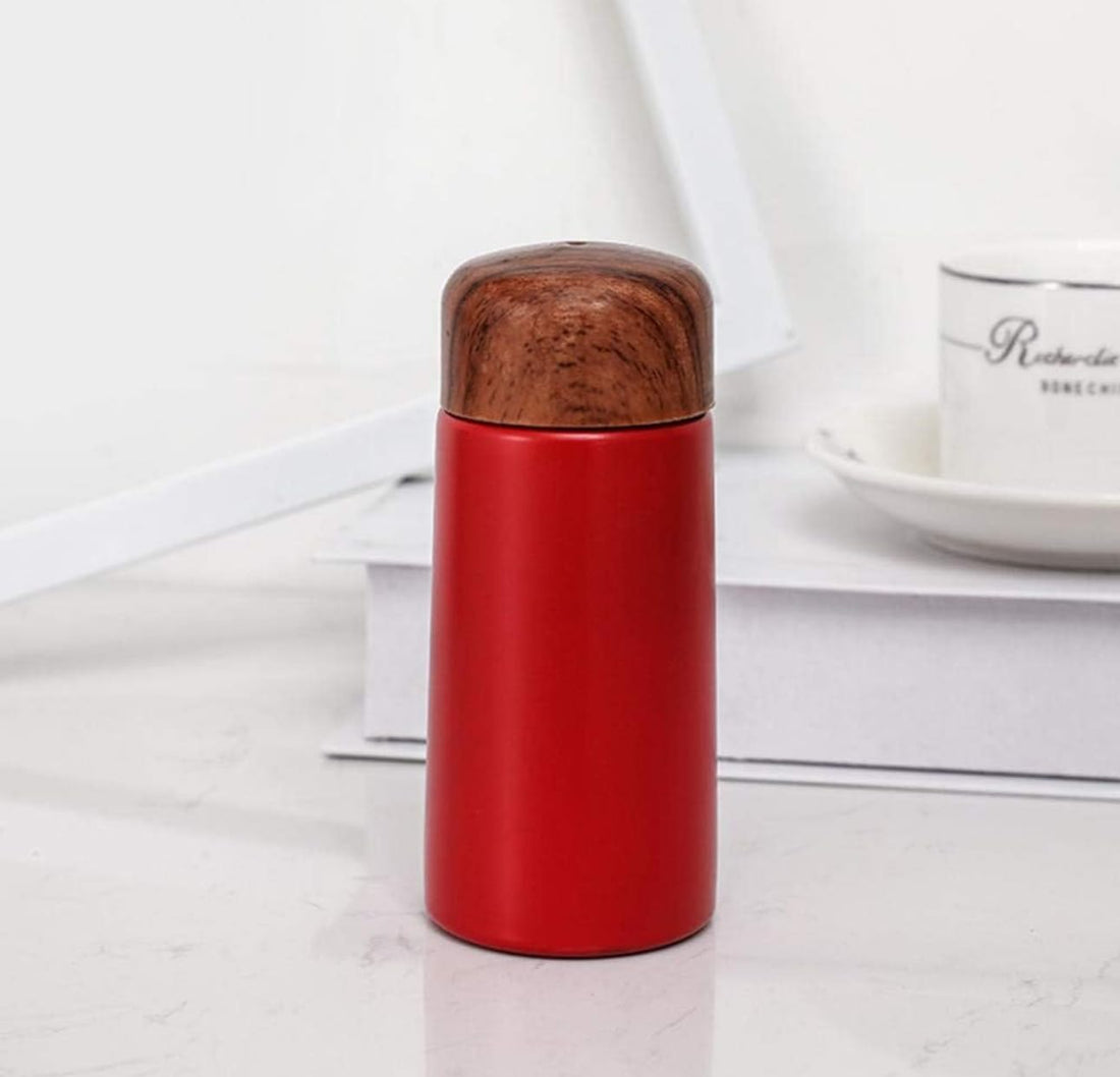 Downtown 150ml Portable Mini Thermal Mug, Red Stainless Steel Vacuum Flask for Espresso and Travel, Compact Small Capacity Travel Cup for Hot Drinks with Leak-Proof Lid for Pockets
