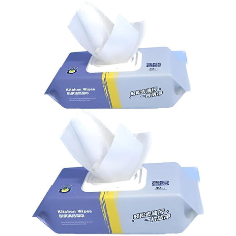Grease Remover - Heavy Duty Cleaning Towelettes Targeting Hard-to-Clean Fat and Oil Patches on Kitchen Appliances, Cabinets, Range Hoods, and Backsplashes in One Effortless Swipe (2 pcs)