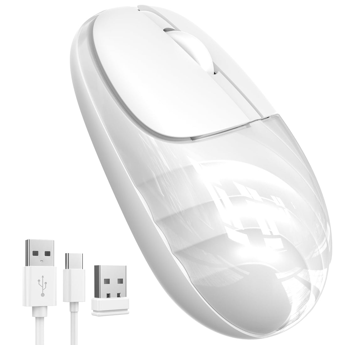 EDJO Silent Bluetooth Mouse for iPad, Rechargeable Multi-Device Wireless Mouse with Cute Water Ripple, 2.4GHz Portable Computer Mouse for Laptop, Mac, Chromebook, Windows