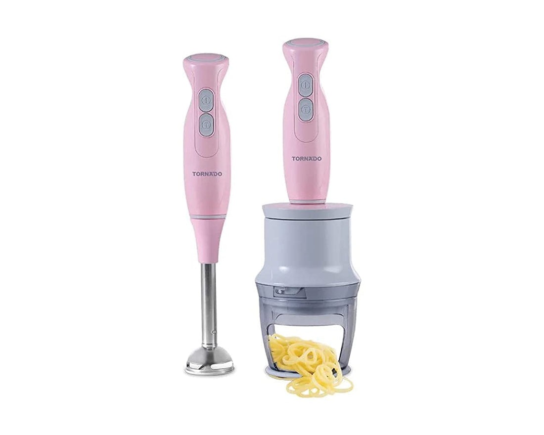 TORNADO Hand Blender 1000 Watt With Stainless Steel Blades In Pink Color THB-1000ER