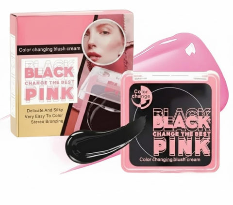 Black Cream Blush Color Changing, Reacting Creme Blush for Cheek and Lip Tint, Eyeshadow, Change Magic Cream Blusher Create Lightweight Matte Finish Natural Makeup