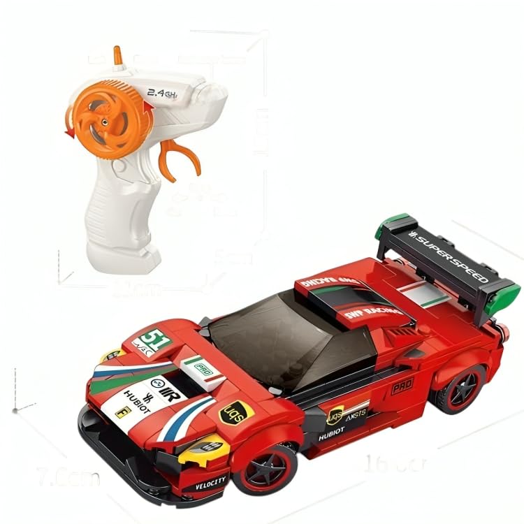 230 PCS Race Car Blocks Building Blocks Unique Gift for Skill Development 1:20 Scale Stylish Sports Design (2.4GHz Wireless Remote)