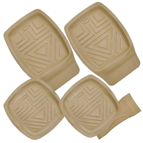 KaberMisr 2020 Car Floor Mat High Edges Suitable For All Types Of Cars (Beige,Set Of 5 Pieces,Code:8966)