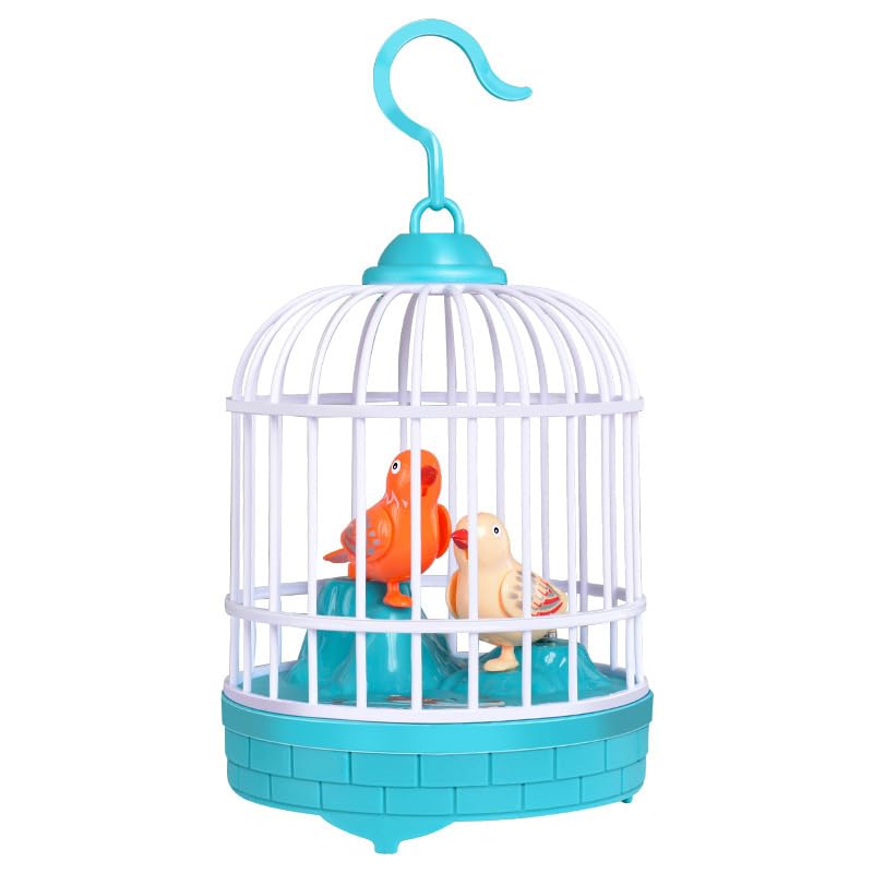 Next Store Interactive Musical Birdcage Toy, Dual Songbird Cage with Natural Sounds and Motion, Educational Toy and Nursery Decor with Hanging Hook