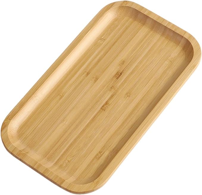 CFSVVD Wooden Decorative Bamboo, BathroomDressing Table, Bamboo Coaster, Small Rectangle Table Tray, for Bread, Dessert, Biscuit, Tea, Cake, Coffee