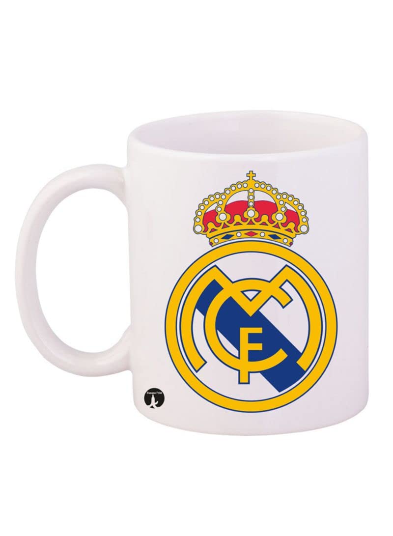 DUBAI STAR PRINTED Football Club Real Madrid Mug White Blue Yellow 11ounce