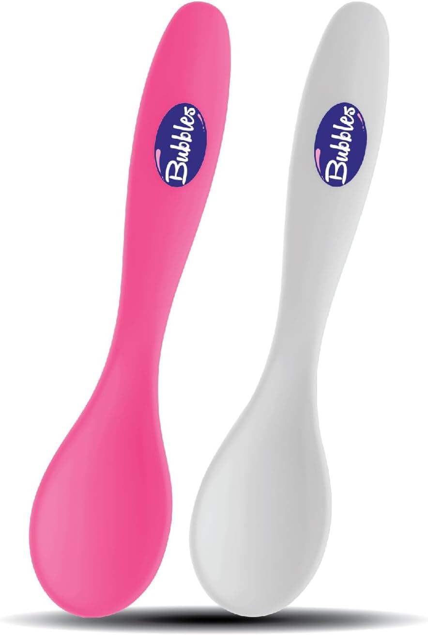 Bubbles Feeding Spoon for Baby Girl pack of 2 White with Pink