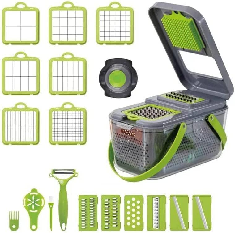 22 Pieces Vegetable Slicer & Grater Multi Use - Kitchen Tool with Storage Box and Strainer Contains 14 Different Turtles, Perfect for Grating Vegetables | From Generic